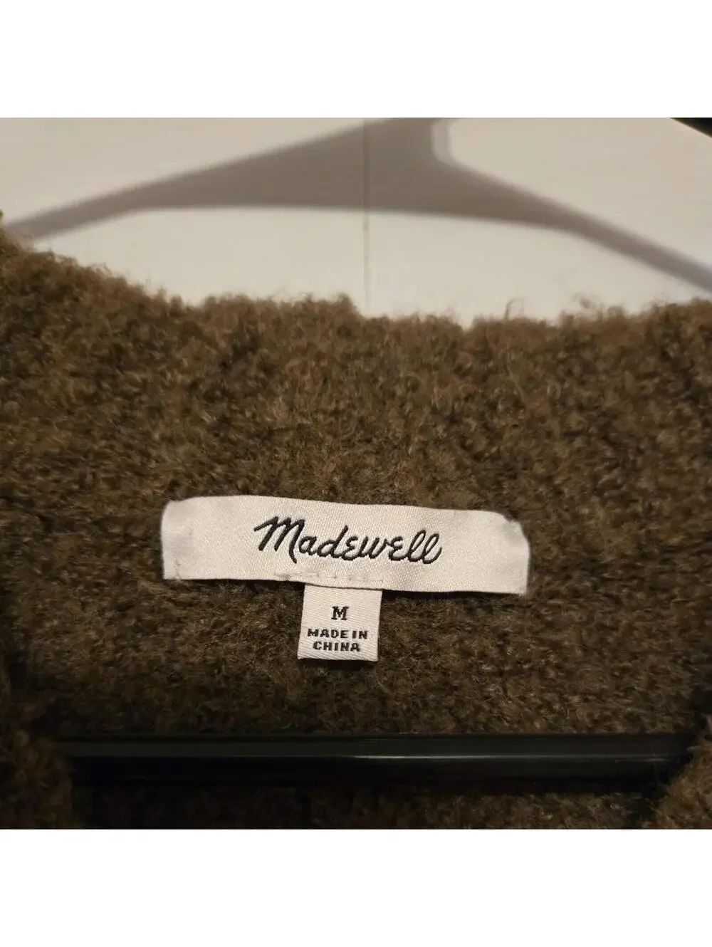 Madewell Crew Neck Sherpa Vest Brown Fuzzy Sz M Soft Academic Preppy Sleeveless - Picture 2 of 6